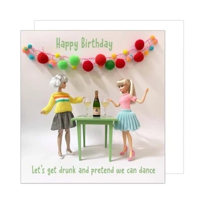Abbildung von Edition Seidel Premium quadratische Geburtstagskarte mit Umschlag. Glückwunschkarte Spruch Happy Birthday Billet Karte für Frau beste Freundinnen Puppen Party (GQ278 SW024)