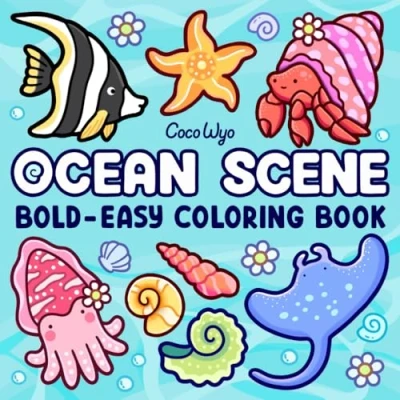 Abbildung von Ocean Scene: Coloring Book for Adults and Kids, Bold Easy Designs Relaxation with Sea Life (Bold &amp; Coloring)