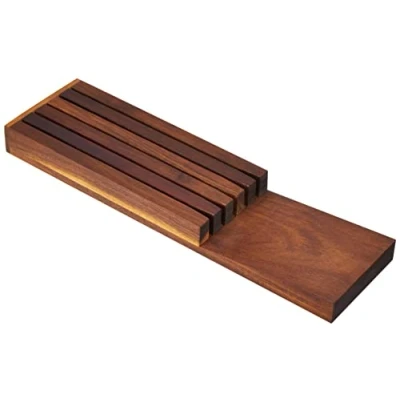 Abbildung von Continenta Messerblock für Schublade aus Akazie Kernholz, Messerhalter in Edel Qualität, Schubladen 5 Messer, Größe: 39 x 11 3,5 cm