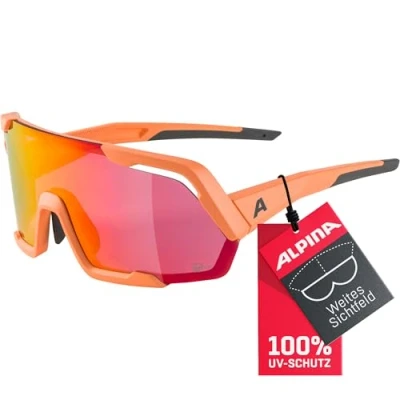 Abbildung von ALPINA ROCKET Q LITE Verspiegelte, Kontrastverstärkende &amp; Beschlagfreie Sport Fahrradbrille Mit 100% UV Schutz Für Erwachsene, peach matt, One Size