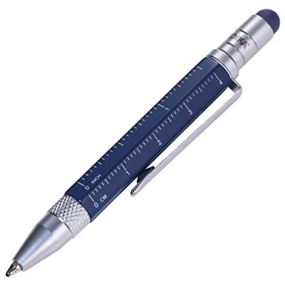 Abbildung von Troika Construction Liliput PIP25/BL Multitasking Kugelschreiber Zentimeter /Zoll Lineal Schlitz /Kreuzschraubendreher Größe klein, Mine blau