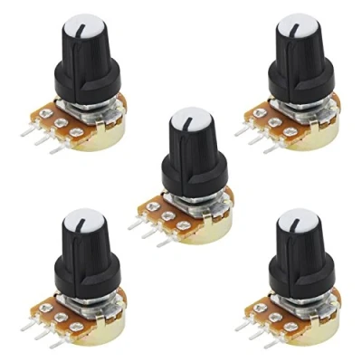 Abbildung von Aussel 100K OHM B100K Lineares Potentiometer 3 Terminal Drehpotentiometer mit Kappenmuttern und Unterlegscheiben 5 Stück (B100K 5PCS)