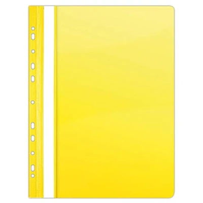 Abbildung von DONAU 1704001PL 11 Plastik Schnellhefter Gelocht A4 Gelb, Sichthefter Kunststoff Strapazierfähigem PVC Hart Glasklares Deckblatt Klemmmappe für Büro und Schule, Eurolochung 10er Pack