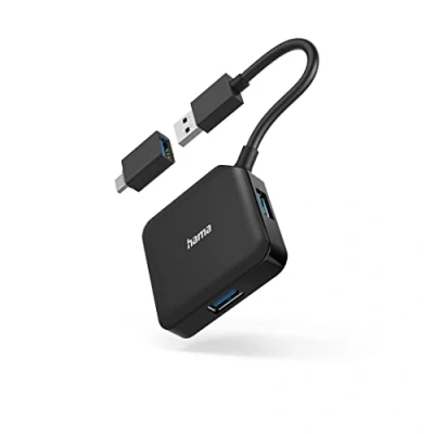Abbildung von Hama USB Hub, 4 Ports, 4in1 Verteiler (PC Adapter mit Anschlüssen und C Adapter, Daten Hub 3.2 Gen1, 5 Gbit/s, Verteiler)