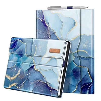 Abbildung von Fintie Hülle für Microsoft Surface Pro 7+ / 7 6 5 4 3 Multi Sichtwinkel Kunstleder Tasche Schutzhülle mit Dokumentschlitze, Type Cover kompatibel, Ozean Marmor