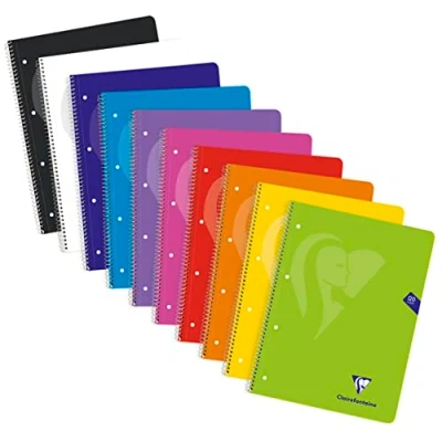 Abbildung von Clairefontaine 198753C Collegeblock Mimesys mit PP Einband und Spiralbindung DIN A4+ 22,5x29,5cm 120 Blatt, kariert (24 Blatt x 5 Farbränder), 4 fach gelocht, farbig sortiert, 1 Stück