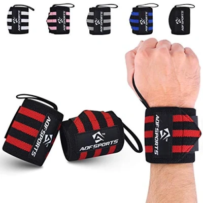 Abbildung von AQF Handgelenk Bandagen Fitness, 45cm Gym Bandage Handgelenk, Handgelenkstütze Krafttraining, Bodybuilding Handgelenkbandage, Powerlifting Wrist Wrap Für Herren &amp; Damen (Weiß/Schwarz)