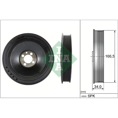 Abbildung von INA 544 0157 10 Kurbelwellenriemenscheibe 166,50 OPEL: Astra J Sports Tourer, Hatchback, Insignia A Tourer