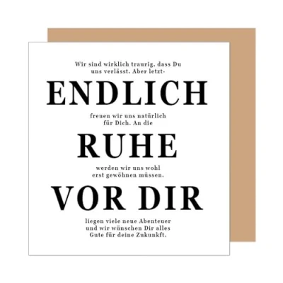 Abbildung von Edition Seidel Premium quadratische Glückwunschkarte zum Abschied mit Umschlag. Abschiedskarte Spruch für Frau Mann Kollegin Kollege Pension Rente Ruhe (ASQ113 SW025)