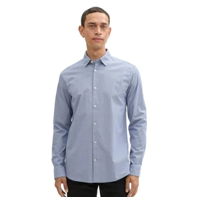 Abbildung von TOM TAILOR Herren 1042668 Tailliertes Hemd mit Alloverprint, 36041 Blue White Fine Check, M