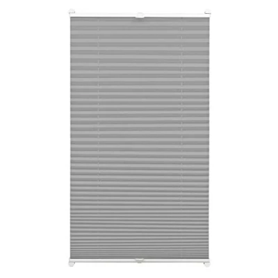 Abbildung von GARDINIA EASYFIX Plissee ohne Bohren, Zum Klemmen, Blickdichtes Falt Rollo, Inkl. aller Montage Teile, 2 Bedienschienen, Schiefer, 45 x 130 cm