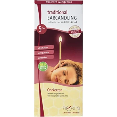 Abbildung von 10 Stück (5 Paar) Original BIOSUN traditional Ohrkerzen/Ohrenkerzen Mit Sicherheits Filter. dem magischen Duft von Honig, Salbei und Kamille