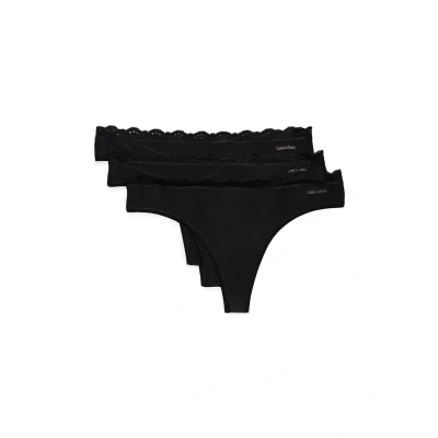 Abbildung von Calvin Klein Underwear Thong 3 PACK String, Damen, Größe: Large, Black