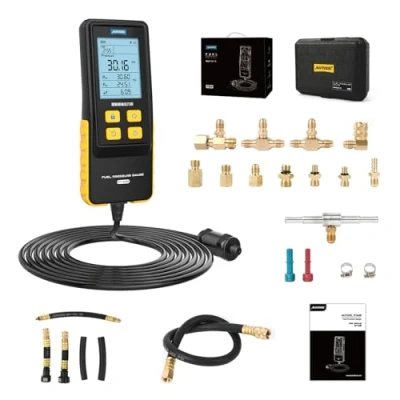 Abbildung von AUTOOL PT630 Kraftstoffdruckmesser, Digital Benzindruck Tester Druckprüfer Set Einspritzanlage Kraftstoffdruck Manometer Messgerät Auto Intelligentes Kraftstoffdruckmessgerät Testkit