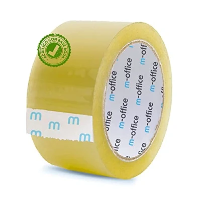 Abbildung von m office transparentes Klebeband, selbstklebend, für Verpackungen von Kartons, Versand, Umzüge und Handwerken, sicheres robustes Papier, 48 mm x 66 m, 1 Stück