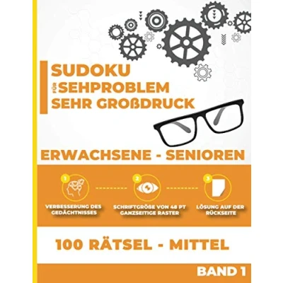 Abbildung von Sudoku sehr Großdruck für Sehprobleme Erwachsene Senioren: 100 Rätsel MITTEL Großdruckausgaben (48Pt) Angepasst an schwere und ... Geschenkidee Großeltern, Opa Oma