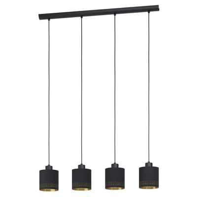 Abbildung von Eglo 99275 Hängeleuchte ESTEPERRA Textil schwarz, gold E27 4X28W L:94cm B:16cm H:110cm dimmbar