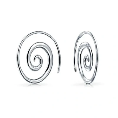 Abbildung von Boho Geometrische Tribal Wirbel Polierte Drahtspirale Durchzieh Ohrringe Für Frauen Teenager .925 Sterling Silber