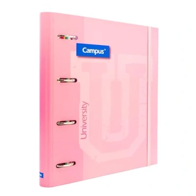 Abbildung von Campus 4 Ringbuch mit Nachfüllung A4 100 Blatt kariert 5x5 5 farbigen Bändern, elastischer Gummiverschluss, Ordner extra festem Einband (Rosa)