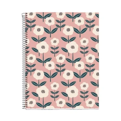 Abbildung von Miquelrius A4 Notizbuch (210 x 297 mm), 100 linierte Seiten, 70 g/m², fester Kartoneinband, 4 Farbbänder, Spiralbindung, Löcher, liniertes Notizbuch, schönes Schreibwaren, Rosa