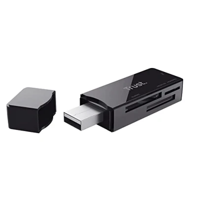 Abbildung von Trust Nanga Kartenlesegerät SD/Micro SD, USB 3.2 Kartenleser, 5 GBit/s, Unterstützt SD / M2 MicroSD Speicherkarten, Adapter Kompatibel mit Windows, Mac, PC, Laptop