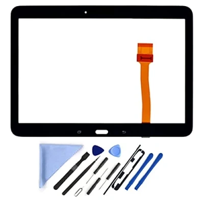 Abbildung von Touchscreen Digitalisierer für Samsung Galaxy Tab 4 10,1 Zoll Glasersatz SM T530 T531 T535 (ohne LCD) mit Werkzeugen und vorinstalliertem Klebstoff (Schwarz)