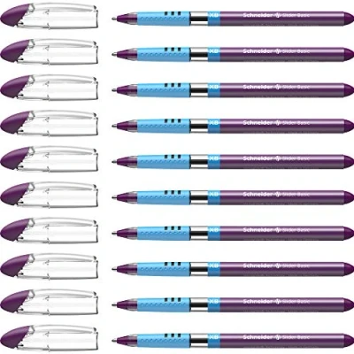 Abbildung von Schneider 151208 Slider Basic Kugelschreiber (Kappenmodell mit Soft Grip Zone und der Strichstärke XB=Extrabreit) 10er Packung, violett