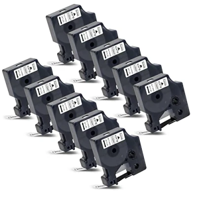 Abbildung von 10x Kompatibel Schriftband Ersatz für Dymo 45013 D1 S0720530 Schwarz auf Weiß 12mm 0.47 Label Tape LabelManager 160 210D 220P 360D 280 420P 450D PnP Labelpoint 250 150 100 Labelwriter 450 Duo