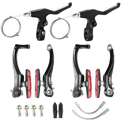 Abbildung von Chooee Fahrrad V Bremse,Aluminium Brake Bremsen Set+Bremshebel Schwarz/Rot