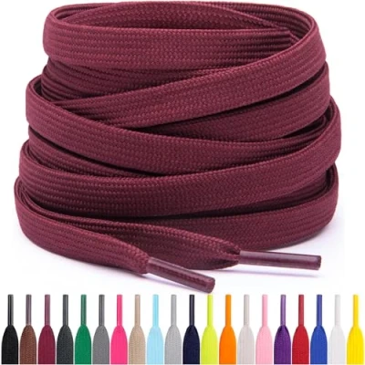 Abbildung von Miscly Flache Schnürsenkel, in verschiedenen Längen und Farben erhältlich (91 cm, Weinrot)