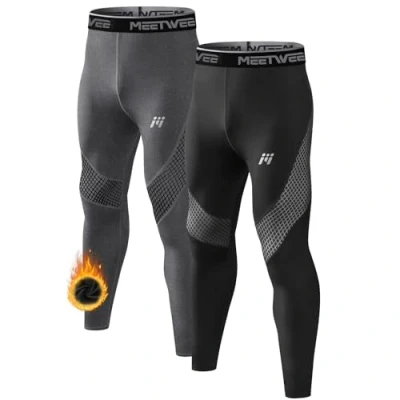 Abbildung von MEETWEE Thermounterhose Herren, Thermounterwäsche Lange Unterhose Winter Leggings Funktionsunterwäsche Skiunterwäsche Warme Unterwäsche Männer