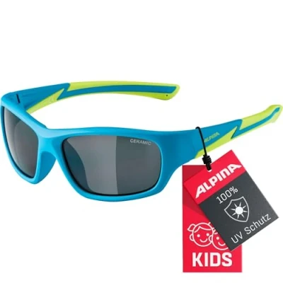 Abbildung von ALPINA FLEXXY KIDS Verspiegelte und Bruchsichere Sonnenbrille Mit 100% UV Schutz Für Kinder, blue matt lime, One Size