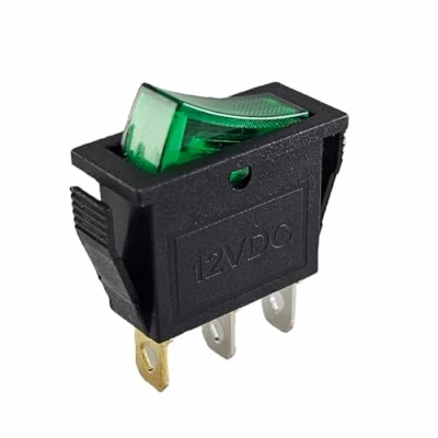 Abbildung von 12V 16A 3 Pin Kippschalter Auto KFZ Wippschalter, Grün beleuchtet, EIN/AUS