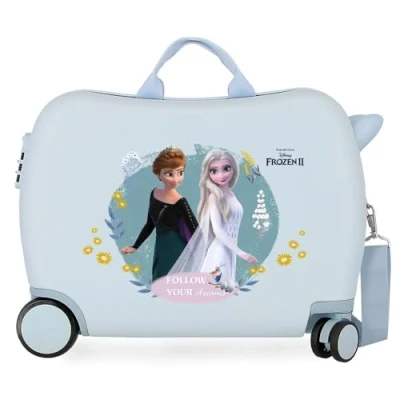 Abbildung von Disney Frozen Follow Your Dreams Kinderkoffer, Blau, 50 x 38 20 cm, starr, ABS, seitlicher Zahlenkombinationsverschluss 1,8 kg, 4 Räder, Handgepäck.