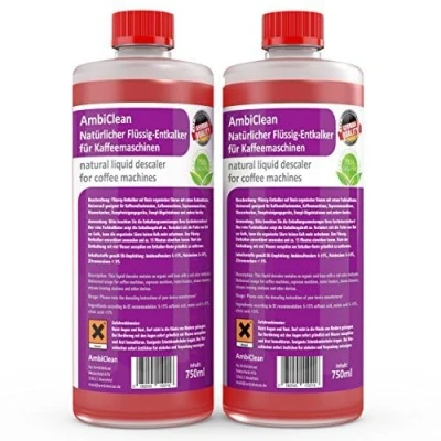 Abbildung von AmbiClean Universal Entkalker Für Kaffeevollautomaten, Kaffee Maschinen, Wasserkocher etc. 100% Natürlich Made in Germany Jura, Siemens, Delonghi, Krups, Melitta, Bosch uvm. 2 x 750ml