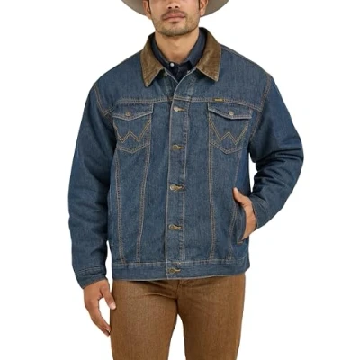 Abbildung von Wrangler Herren Gefütterte Western Jeansjacke im Cowboy Schnitt Mantel, Denim/Decke, XL
