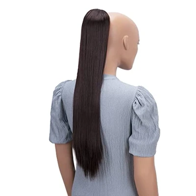Abbildung von CAISHA 65cm Haarteil Mit Kordelverschluss Langhaar Zopf Pferdeschwanz Haarverlängerung Glatt Schokobraun PH604