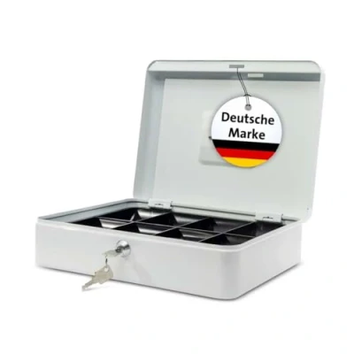 Abbildung von MAUL Geldkassette aus Stahl 30x25x8,7cm abschließbar Münzgeld Einsatz herausnehmbar Kasse mit 2 Schlüsseln Ideal als Spardose, Geldtasche, Tresor, groß Weiß