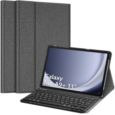 Abbildung von Fintie Tastatur Hülle für Samsung Galaxy Tab A9 Plus 11 Zoll 2023 Tablet SM X210/X216/X218, Keyboard Cover mit Magnetisch Abnehmbarer Deutscher Bluetooth Tastatur, Grau