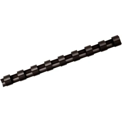 Abbildung von Fellowes Binderücken für Plastikbindung, 14 mm Durchmesser, 21 Ringe, A4 Dokumente, schwarz, Packung mit 25 Stück
