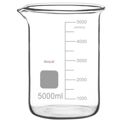Abbildung von stonylab Glas Becher, 1 Pack Borosilikatglas Graduierte Niedrige Form Griffin Becher mit Gießauslauf Labor Lab Beaker, 5000 ml
