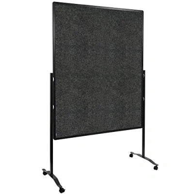 Abbildung von Legamaster Premium Plus Moderationswand anthrazit 150x120 cm doppelseitig, mit Filz bezogenes Pinboard einsetzbar als Trennwand inkl. 4 feststellbaren Rollen und einklickbaren Papierhaken