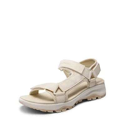 Abbildung von DREAM PAIRS Damen Sandalen Sport Outdoor Sandale Wandern Trekking Flach Sommerschuhe Leicht BEIGE 41 (EUR) SDSA2320W E