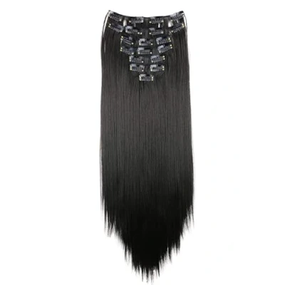 Abbildung von CAISHA XL 60cm 7 Teile Set CLIP IN EXTENSIONS Jenny Haarverdichtung Haarverlängerung Glatt Schwarzbraun CE2