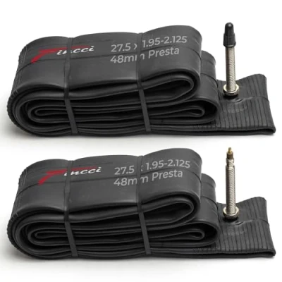 Abbildung von Fincci Paar 27,5 x 1,95 2,125 Zoll 48mm Sclaverandventil Schläuche Fahrradschlauch für Mountainbike MTB Rennrad Hybrid Fahrrad (2er Pack)