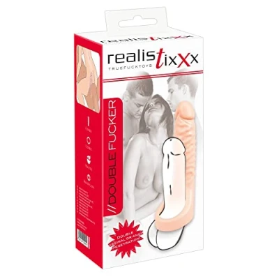 Abbildung von Penis /Hodenring „Double Fucker“ mit flexiblem Naturdildo