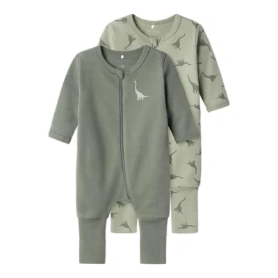 Abbildung von Name it Nbmnightsuit ZIP DINO 2 PACK Pyjama für Kinder, Größe: 98, Agave green