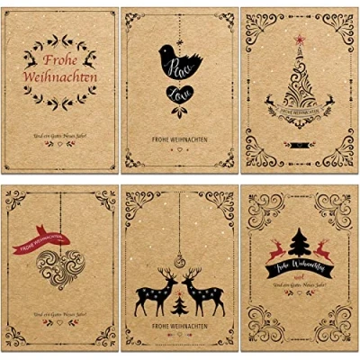 Abbildung von the lazy panda card company 36 x recycelte Weihnachtskarten mit modernem Design