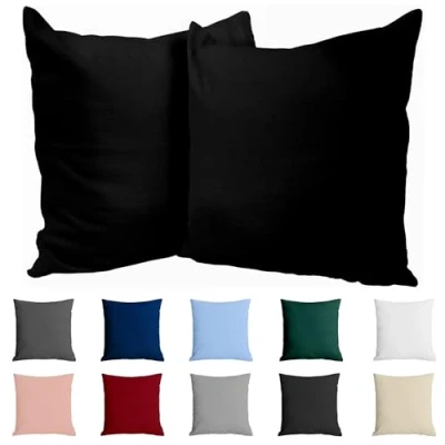 Abbildung von Dreamzie Kissenbezug 60x60 Baumwolle Renforcé (2er Set) Schwarz Dicht gewebt mit 57 Fäden/cm² Kissenhülle cm Oeko Tex Zertifiziert