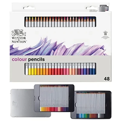 Abbildung von Winsor &amp; Newton 490014 präzisions Künstlerfarbstifte im Set, 48 lebendige Farben, hochwertige Künstlerpigmente für farbkräftiges Malen in mehreren Schichten, höchste Farbbrillanz, bruchsicher
